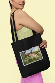 Black tote bag| Innocence is fragrance of the heart| Cute kitten tote bag