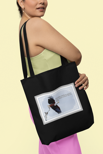 Black tote bag| the skies await you, spread your wings and soar like an eagle| Eagle tote bag