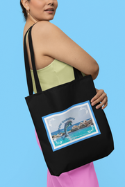 Black tote bag| Rise above your limitations| Dolphin tote bag