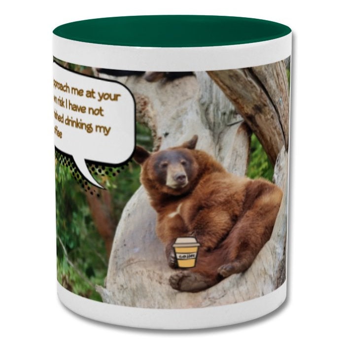 Bear Mug| Approach me at your own risk| coffee lover double coloured mug - Green