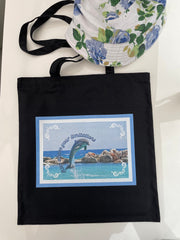 Black tote bag| Rise above your limitations| Dolphin tote bag