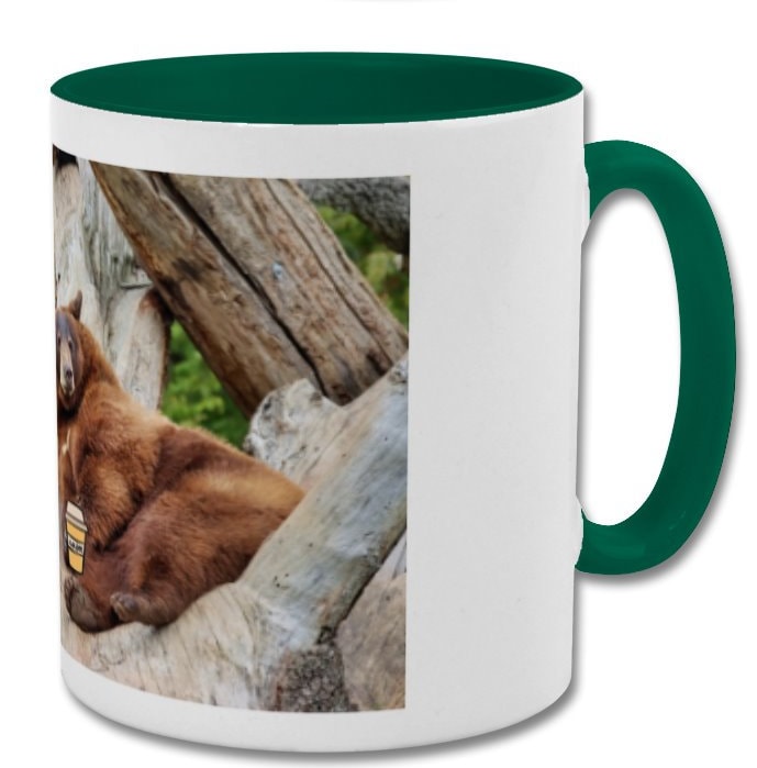 Bear Mug| Approach me at your own risk| coffee lover double coloured mug - Green