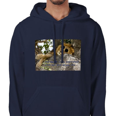 Navy blue Lazy Lion Hoodie| Hardwork is so overrated, chill out and enjoy life| Humorous Navy blue hoodie